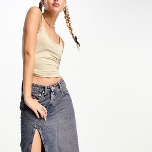 Weekday Fine Singlet Tank Top in Neutral Nude Beige